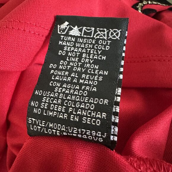 RN Studio Dress Size 6 Red Black Scroll Print Sheath Short Sleeve Holiday Party - Picture 11 of 11